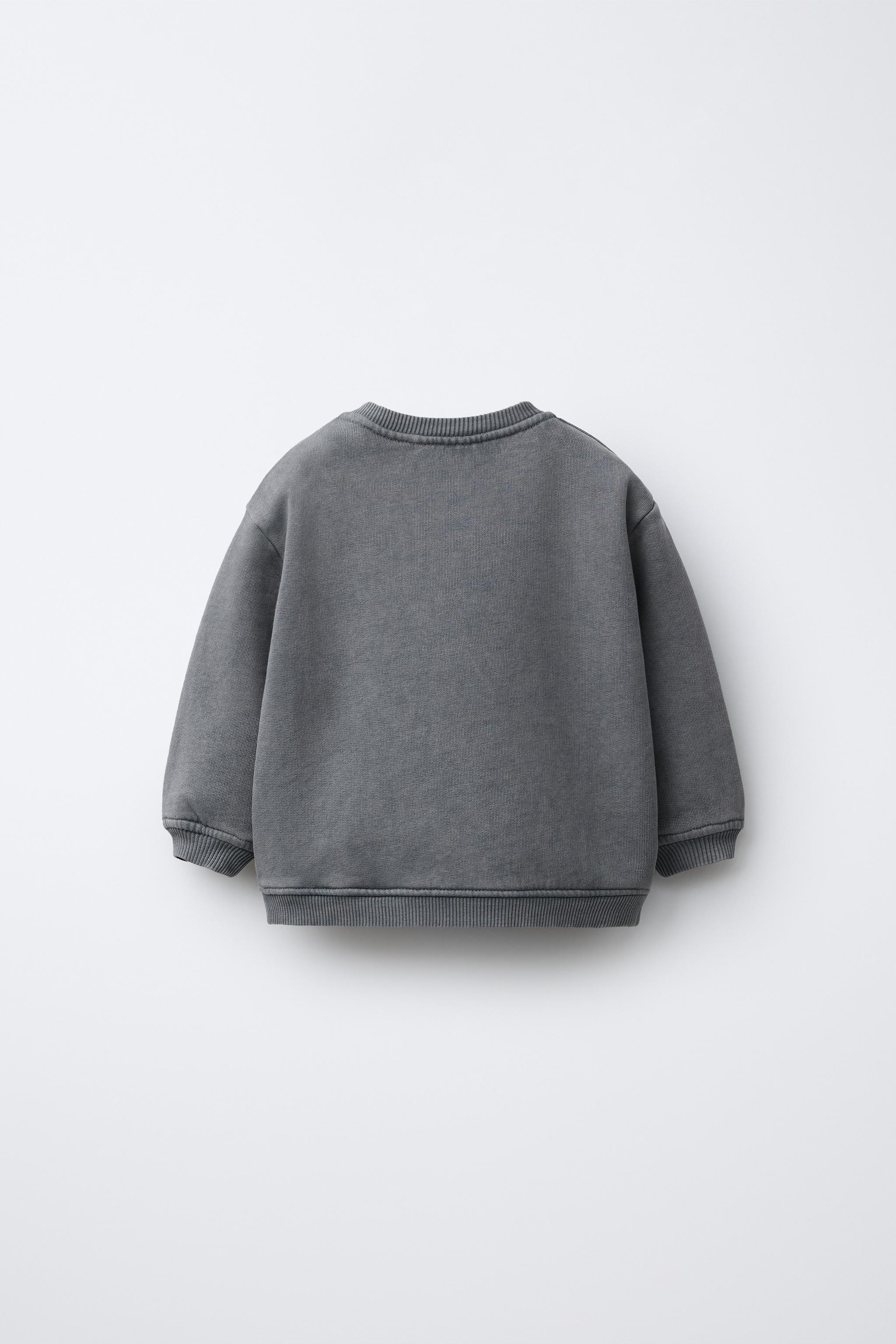 EMBROIDERED WASHED EFFECT SWEATSHIRT - Anthracite grey | ZARA