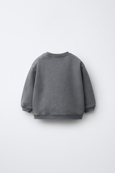 FADED EMBROIDERED SWEATSHIRT - Anthracite grey by Zara - Image 1