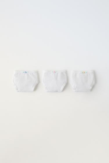 6-14 سنة/ حزمة من ثلاثة سراويل بزهرة - أبيض الخاص بـ Zara