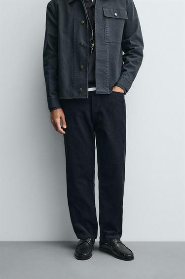 REGULAR FIT CORDUROY TROUSERS - Navy blue by Zara
