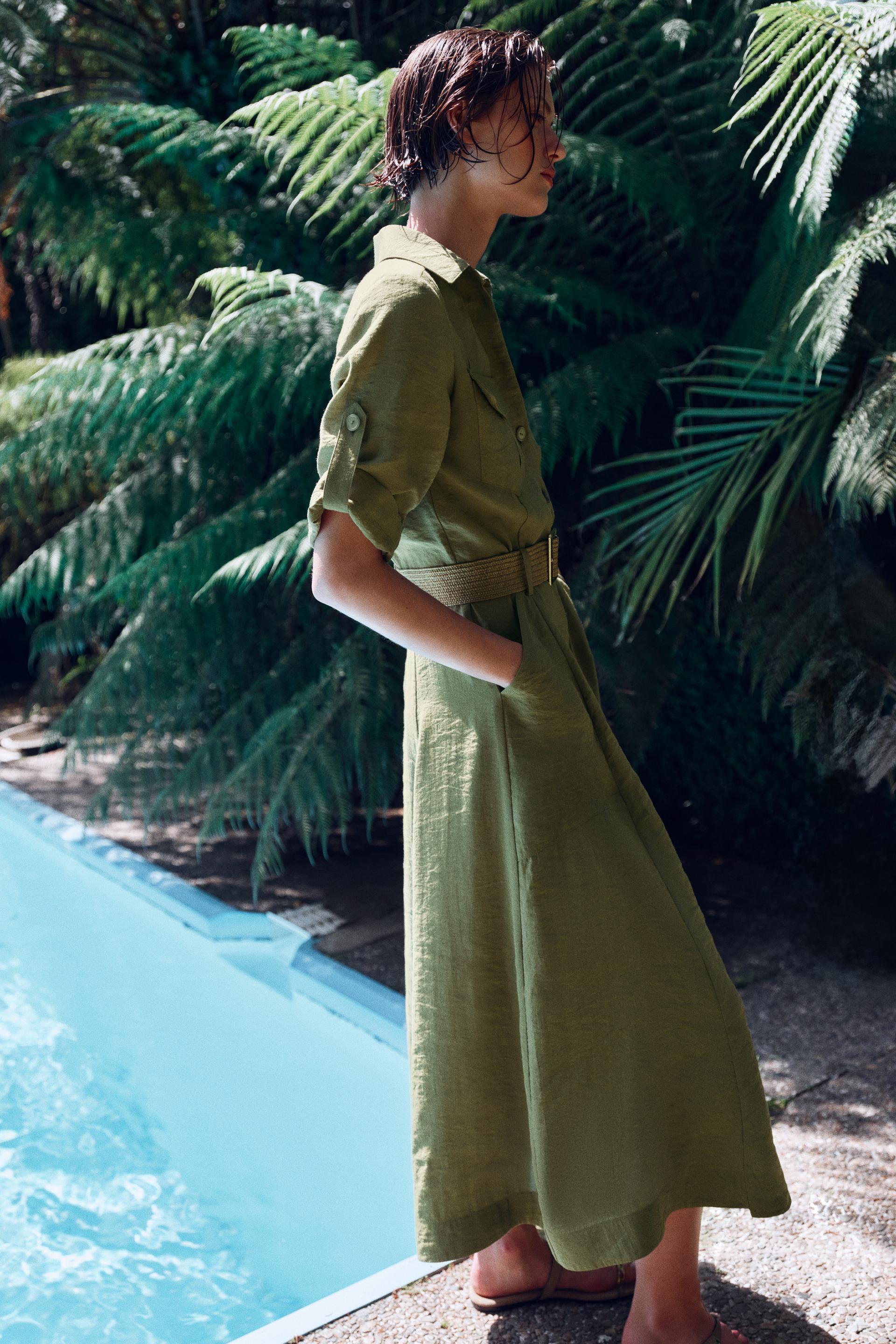 BELTED MIDI SHIRT DRESS thumbnail 2