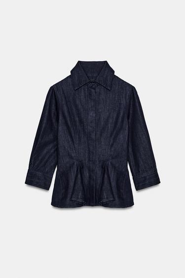 ZW COLLECTION DENIM PEPLUM SHIRT - Blue by Zara - Image 5