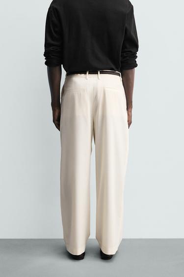 PANTALON PLIS AVEC LAINE - Écru de Zara - Image 2