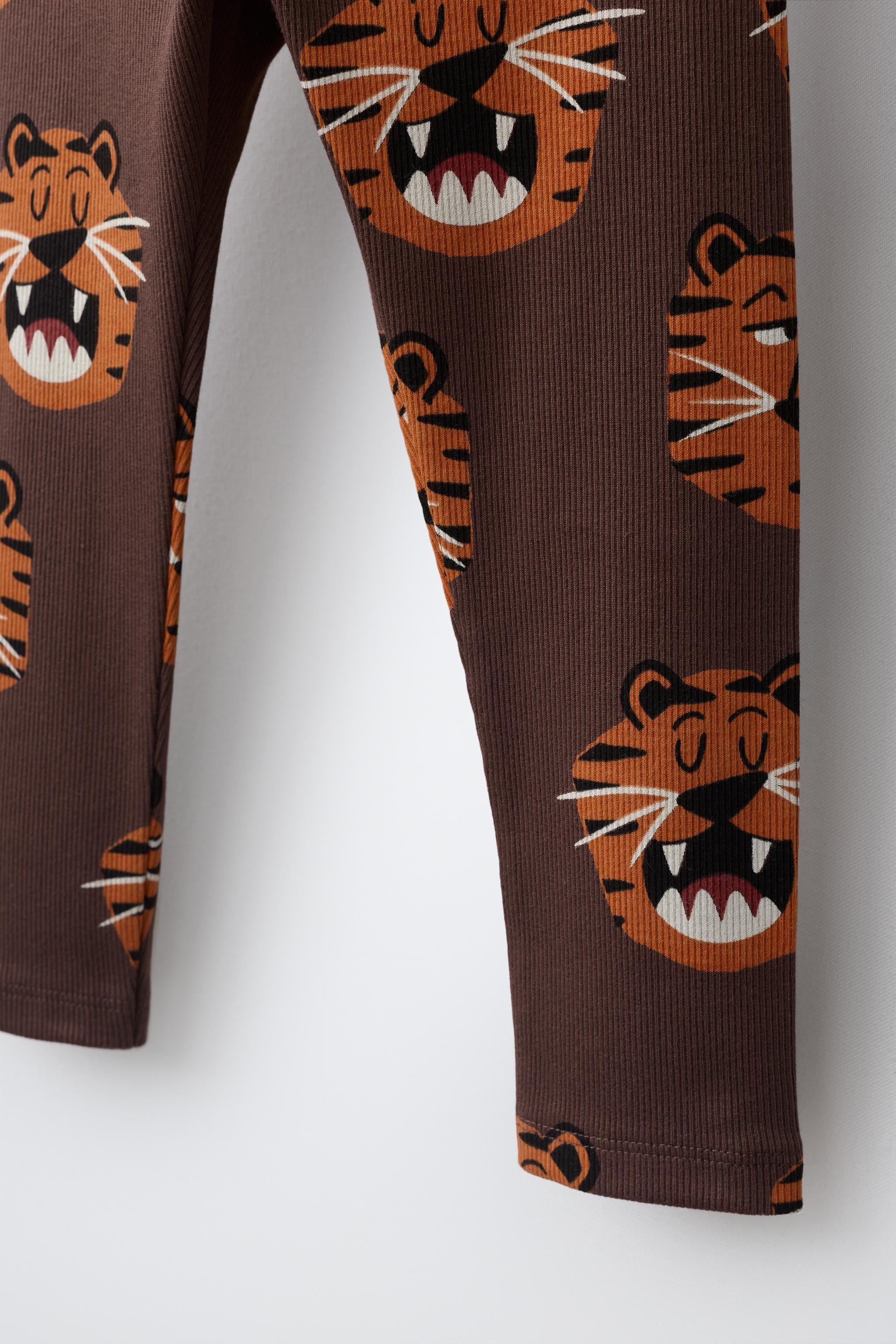PRINTED RIBBED LEGGINGS