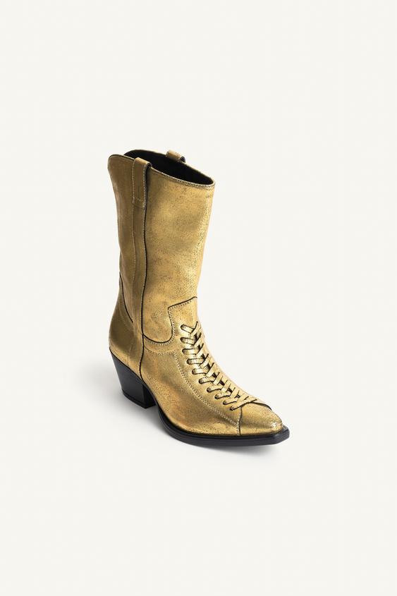 BOTTINES TALONS CUIR LIMITED EDITION - Or de Zara - Image 5