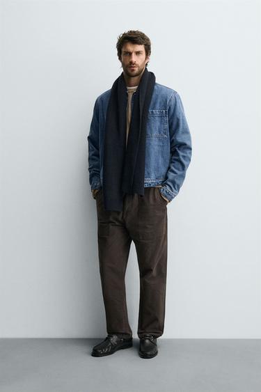 QUILTED DENIM OVERSHIRT - Mid-blue by Zara