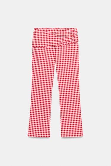 GINGHAM CHECK CAPRI TROUSERS - Red / White by Zara
