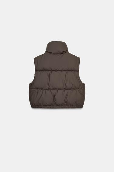 RUBBERISED PADDED GILET - Dark brown by Zara - Image 6