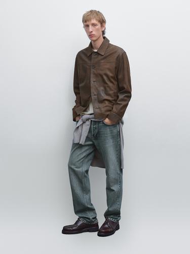Zara Suede finish sheepskin jacket - Brown
