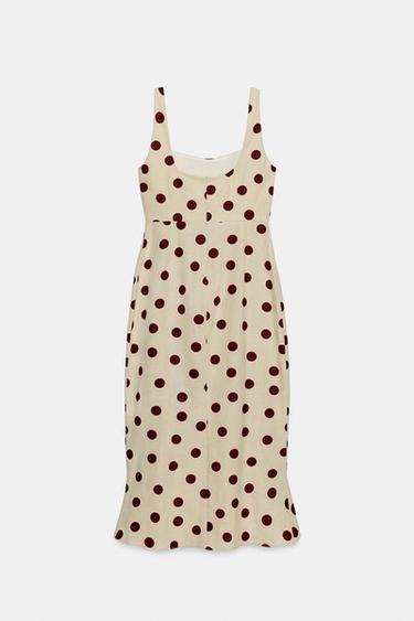 MIDI DOTS LINEN BLEND DRESS - 930 by Zara - Image 8