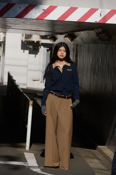 ZW COLLECTION WIDE-LEG TROUSERS - Caramel by Zara