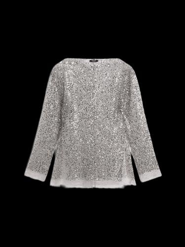 Zara Sequinned blouse with cowl neck - Salmon