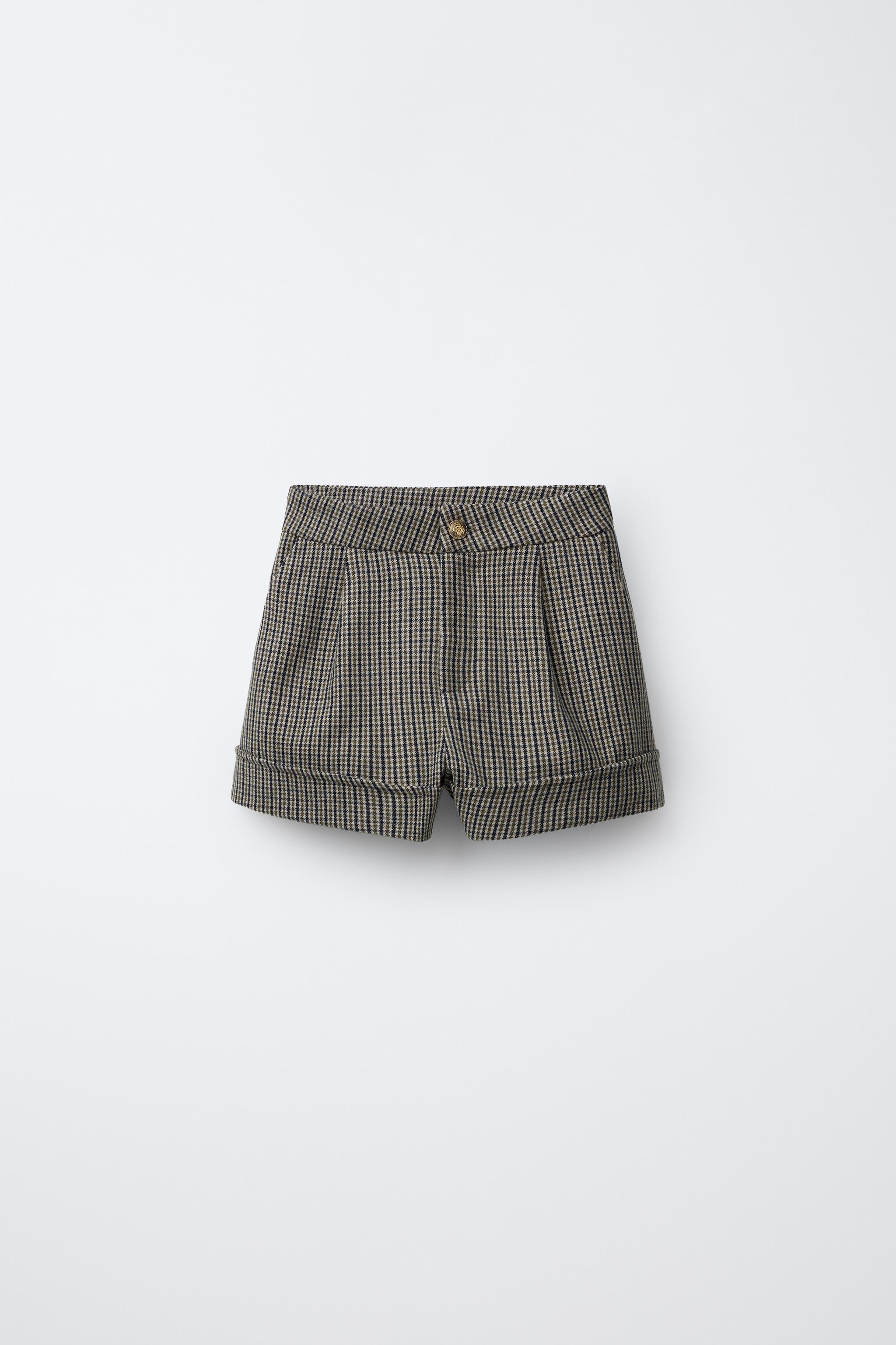 PLAID PRINT SHORTS - Khaki | ZARA United States