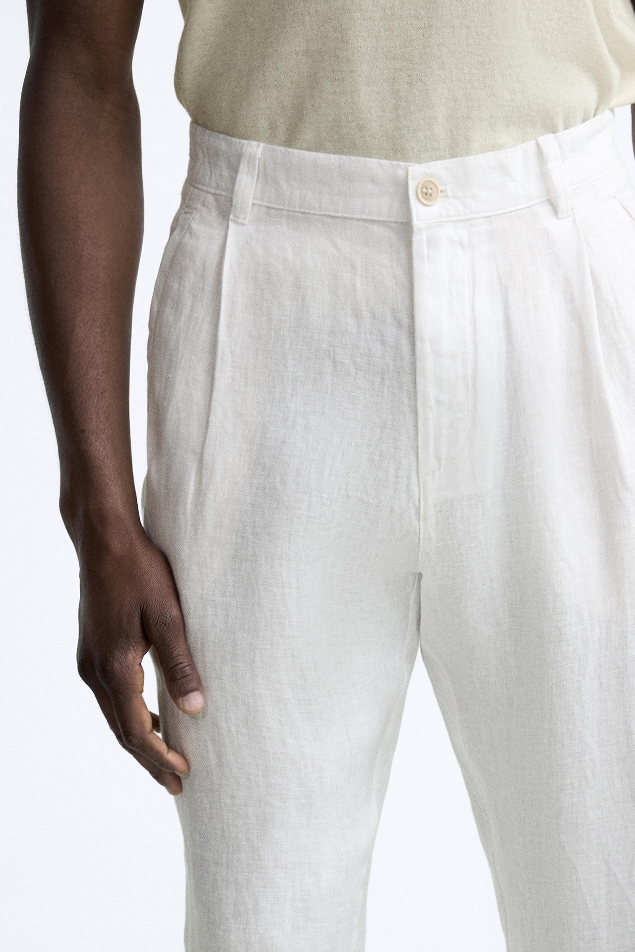 White linen pants zara sales