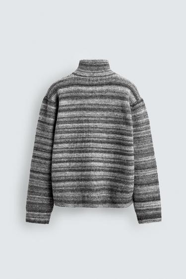 STRIPED JACQUARD CARDIGAN - Grey by Zara - Image 7