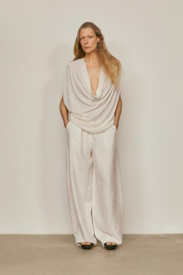 Zara Silk blend top with cowl neck - LIMITED EDITION - White - Image 0