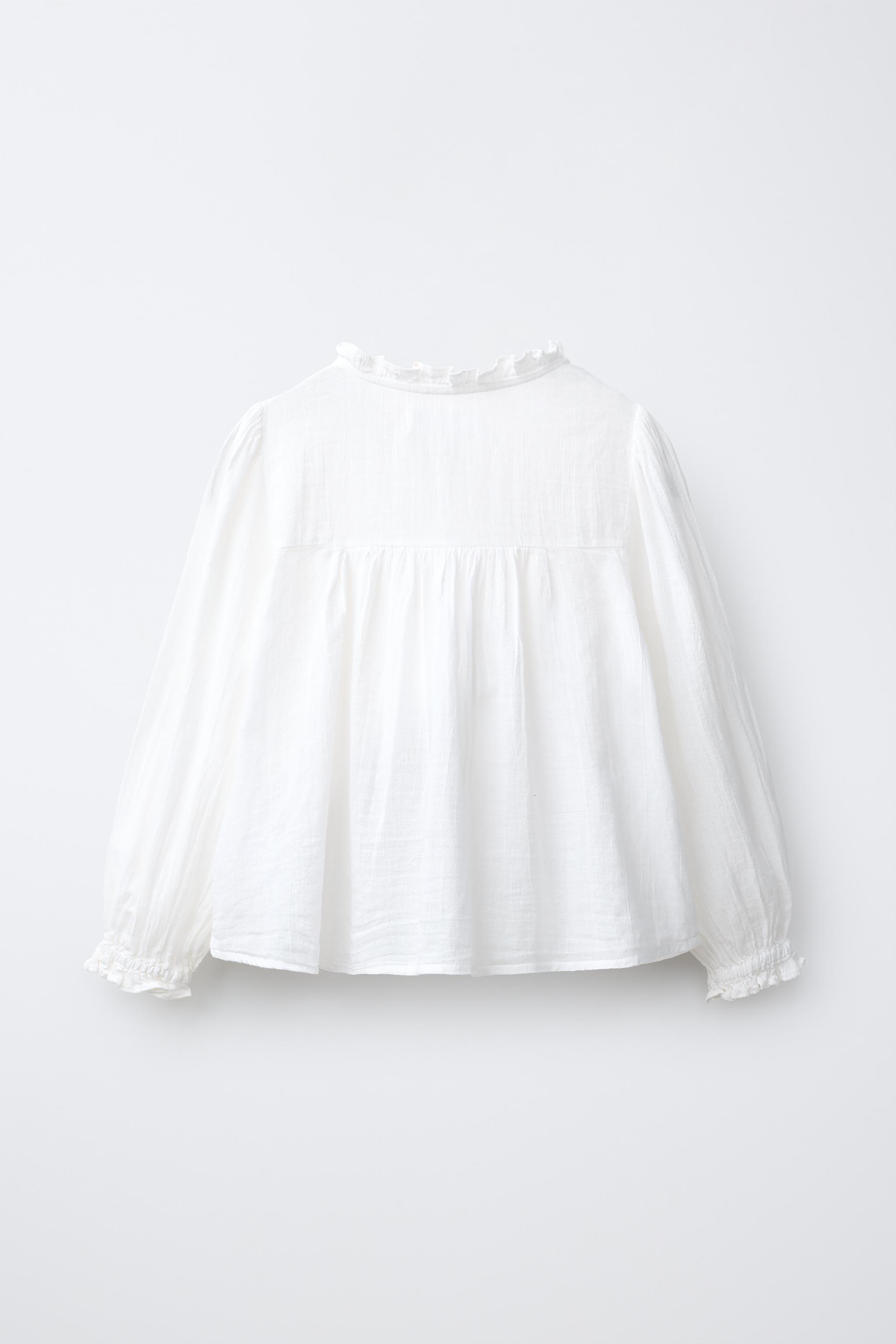 Детские рубашки Zara EMBROIDERED PINTUCK ROMANTIC SHIRT — фото 2