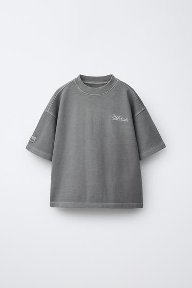 CAMISETA INTERLOCK GARMENT DYE - Gris de Zara - Imagen 0
