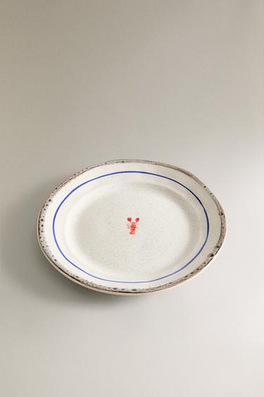 STONEWARE FISH DESSERT PLATE - White / Red by Zara - Image 1