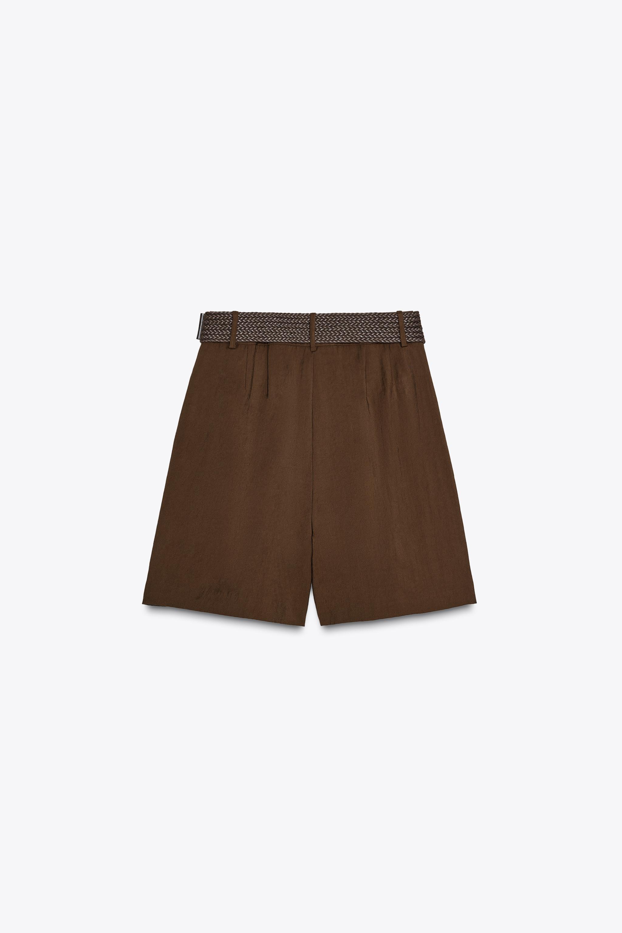 ダーツ＆ベルト付きバミューダパンツ - ネイビーブルー | ZARA