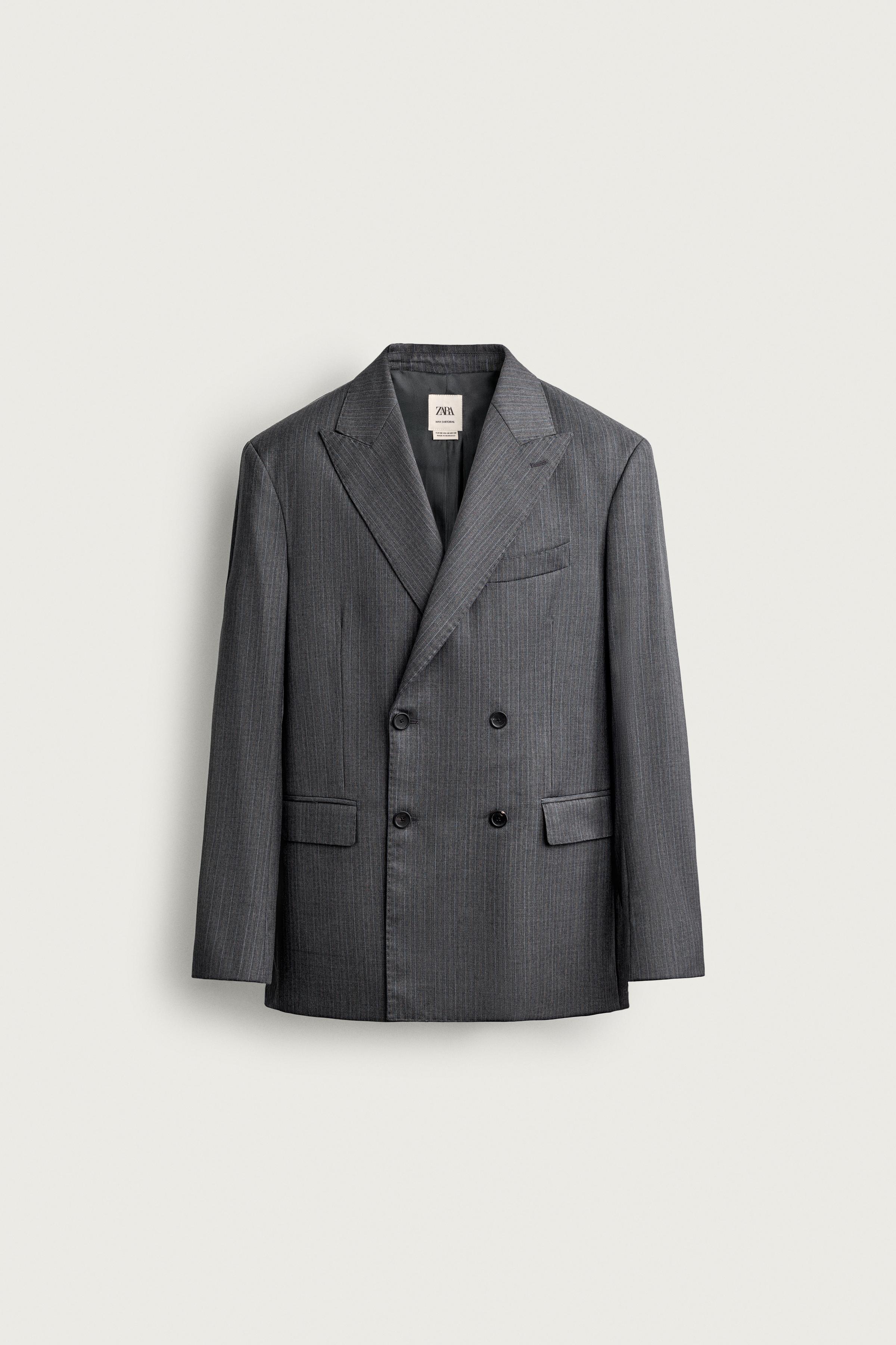 Мужские пиджаки Zara 100% WOOL STRIPED SUIT BLAZER — фото 7