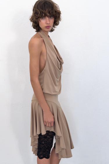 HALTERNECK OPEN BACK DRESS - Sand by Zara - Image 3