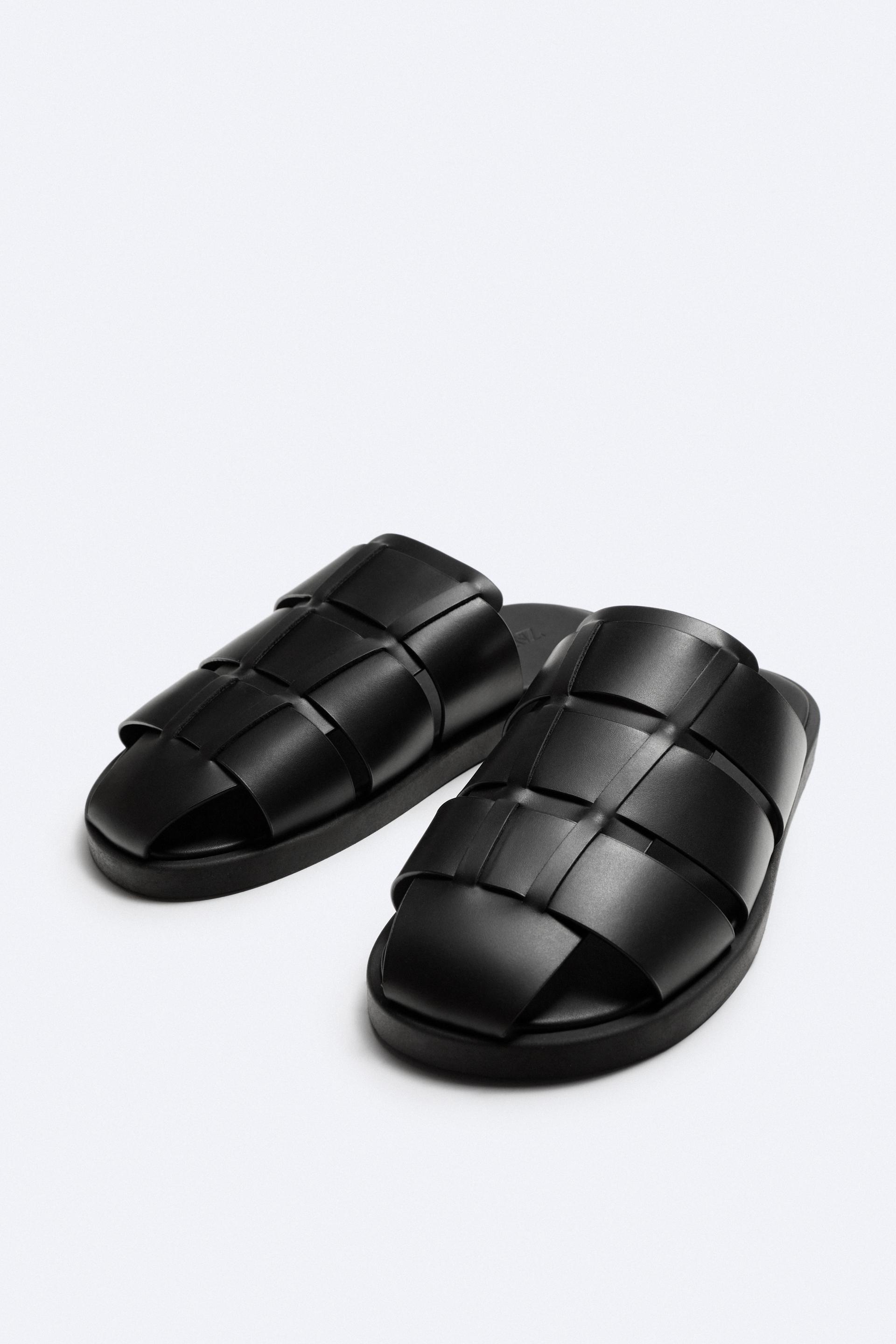 Zara - Fisherman Sandals with Lug Soles. Back Strap with Buckle Closure. Sole Height: 1.8 Inches (4.5 cm) - Black - Women
