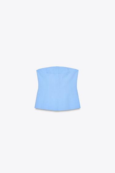STRAPLESS WAISTCOAT TOP - Sky blue by Zara - Image 6