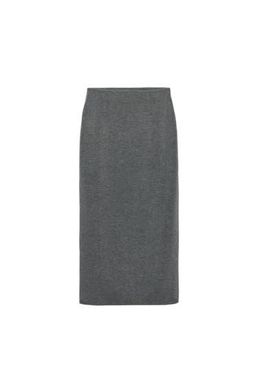 FALDA MIDI RECTA SOFT - Gris vigoré de Zara