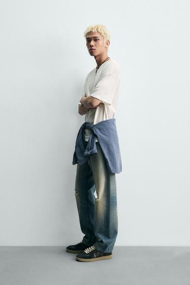 T-SHIRT COL V COTON-CHANVRE - Blanc de Zara - Image 3