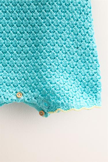 Zara ZARA TIMELESS - KNIT SHORT JUMPSUIT - Light turquoise