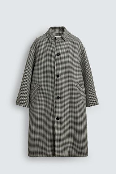 Zara KAPUT S KARIRANOM STRUKTUROM LIMITED EDITION – crna / bijela