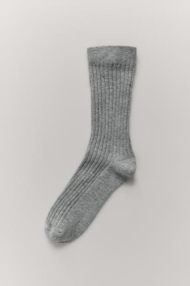 Zara LONG RIBBED SOCKS - Gray