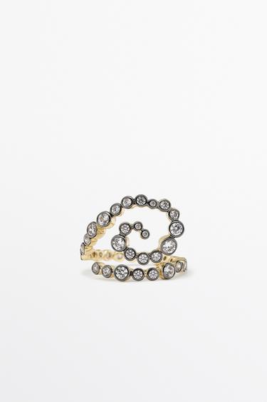 Zara Spiral ring with rhinestones - Golden - Image 0