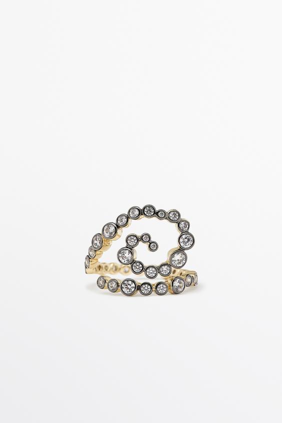 Spiral ring with rhinestones from Zara - $90