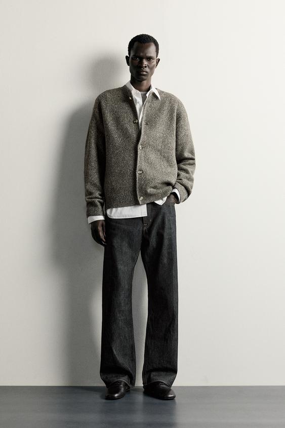 CARDIGAN MISTURA LÃ TEXTURA - Cinzento-vigoré da Zara - Imagem 0