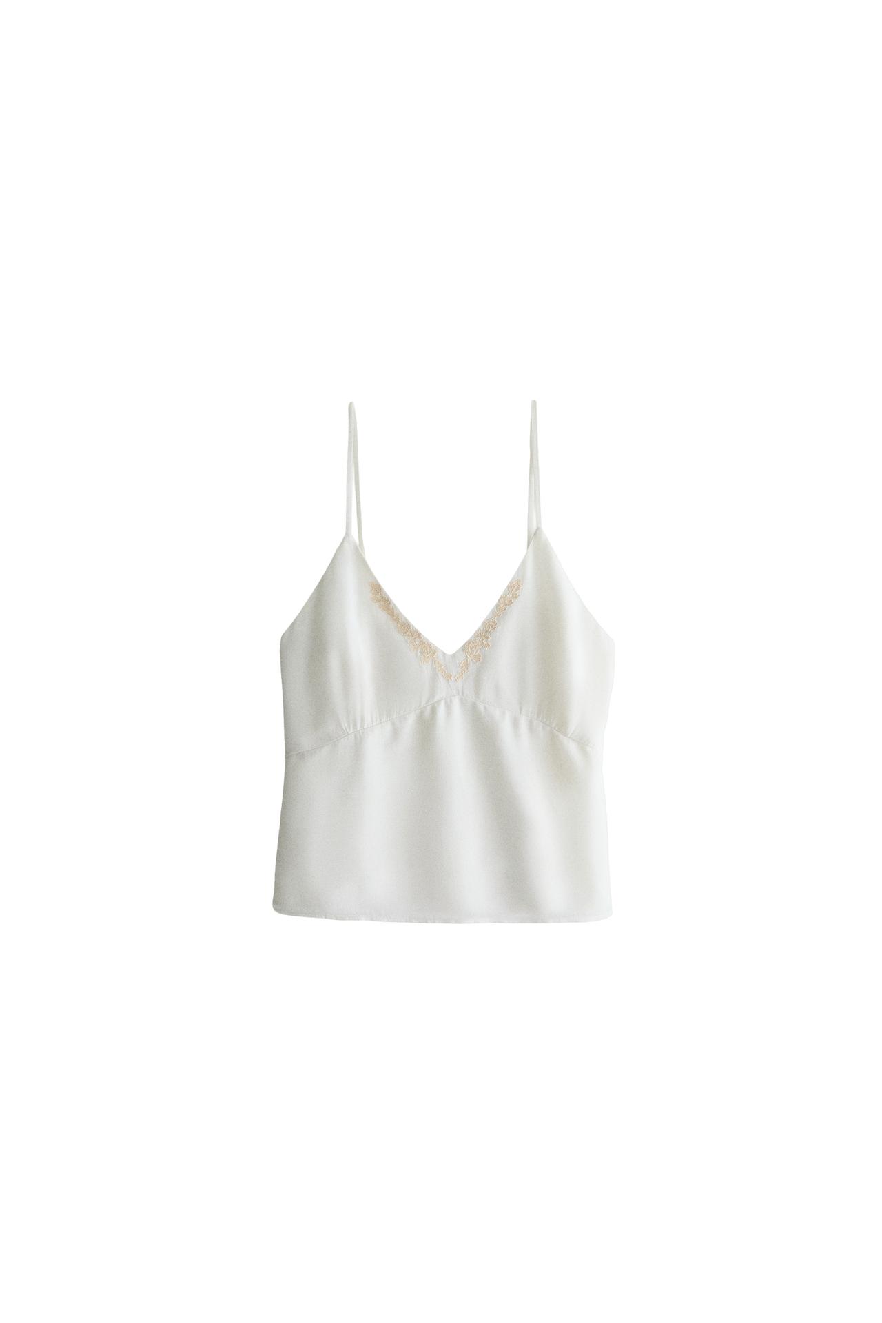 SUEDE EMBROIDERED STRAPPY TOP