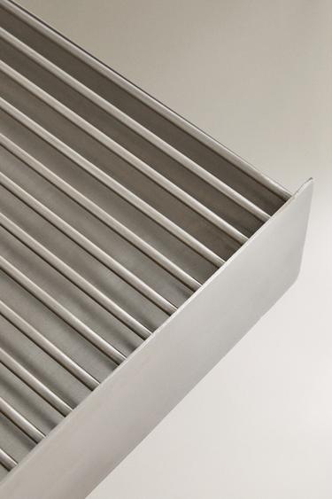 STEEL FIREWOOD STAND WITH DRAWER - Silver by Zara - Image 2