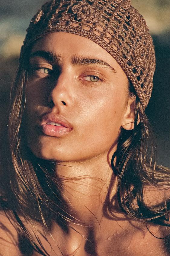 CROCHET BEANIE WITH BEADED FLOWERS from Zara - $39.90