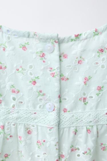 SWISS EMBROIDERED FLORAL PRINT SHIRT - Sea green by Zara - Image 3
