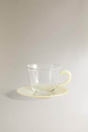 TAZA DE CAFÉ Y PLATO BOROSILICATO COLOR - Amarillo de Zara