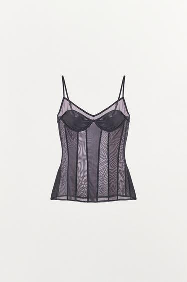 TOP EN TULLE STYLE LINGERIE - Bleu / Gris de Zara - Image 3