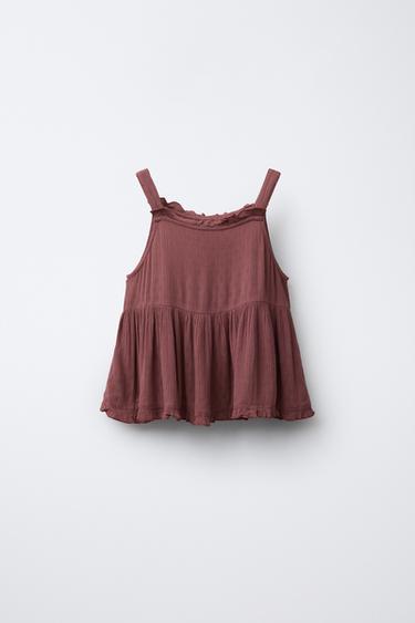 TOP COM BABADINHOS - Borgonha da Zara - Imagem 0