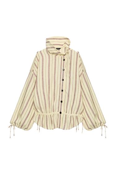 VESTE EN LIN À RAYURES - Jaune de Zara