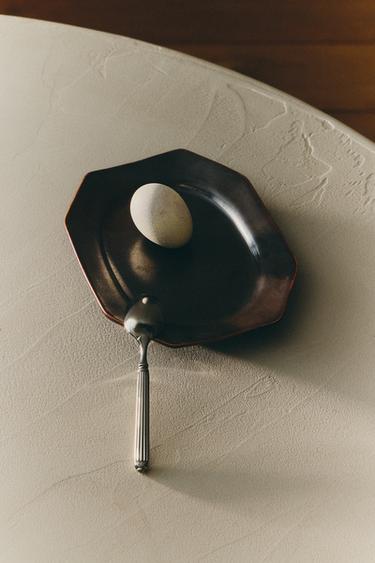 Zara STONEWARE TRAY - Brown