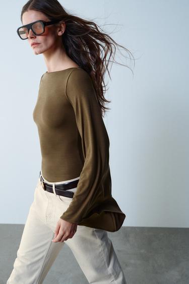 CAPE SLEEVE T-SHIRT — Brown / Taupe 1