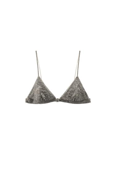 SUJETADOR ABALORIOS RELIEVE - Plata de Zara