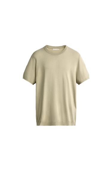 BASIC REGULAR FIT KNIT T-SHIRT - Light green by Zara