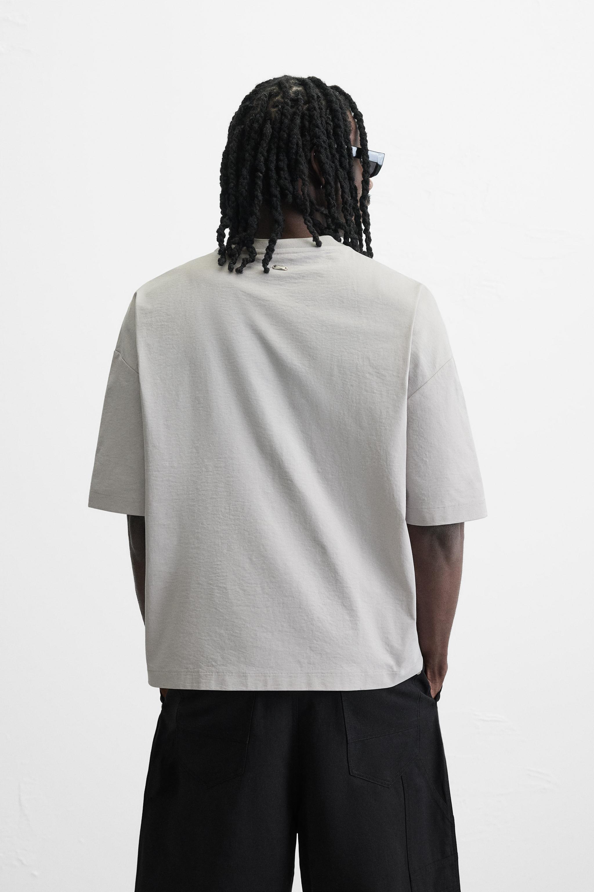 RELAXED FIT TECHNICAL T-SHIRT - Pearl gray | ZARA United States