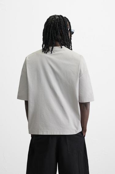 RELAXED FIT TECHNICAL T-SHIRT - Pearl grey by Zara - Image 2